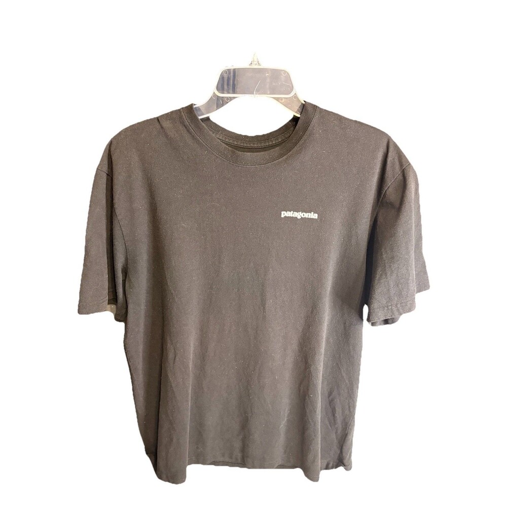 Patagonia Responsibili-Tee Black Mens Large Regular Fit Short Sleeve Logo